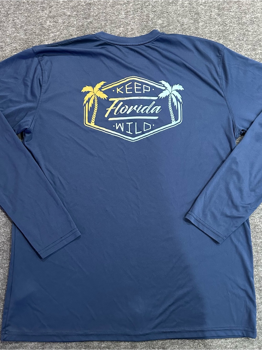Sunshine State Keep Florida Wild Performance Fishing Shirt XL Blue Long Sleeve - Picture 6 of 6